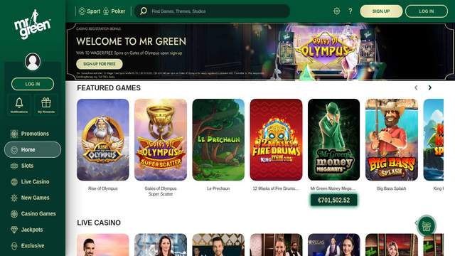 Mr Green casino screenshot